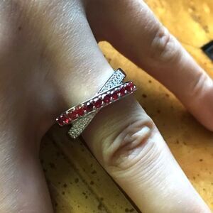 Natural Red Sapphire Sterling Silver Ring Size 8